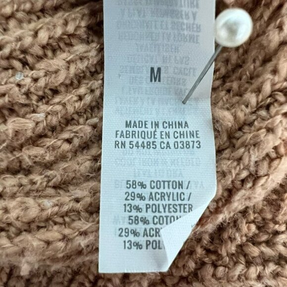 Aerie V-Back Pullover Sweater Women's M Spice Solid Long Sleeve Jewel Neck - Picture 8 of 9